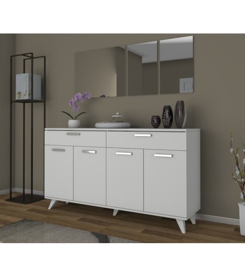 Buffet VIVEN 4portes et 2 tiroirs 180 cm blanc