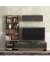 Ensemble meuble TV PIRIL noyer anthracite 180 cm