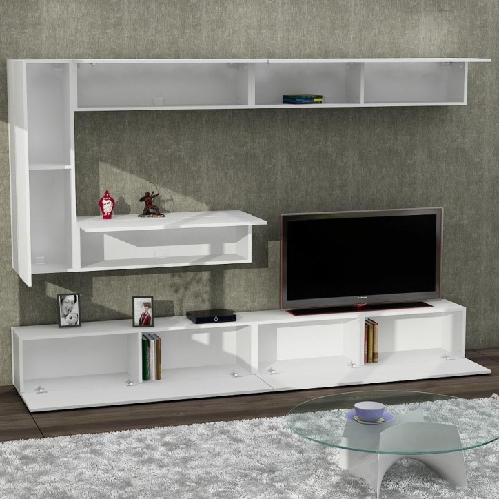 Ensemble meuble TV GIZMO blanc 240 cm