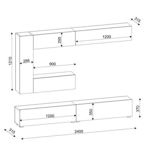 Ensemble meuble TV GIZMO blanc 240 cm