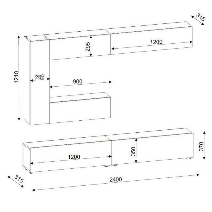 Ensemble meuble TV GIZMO blanc 240 cm