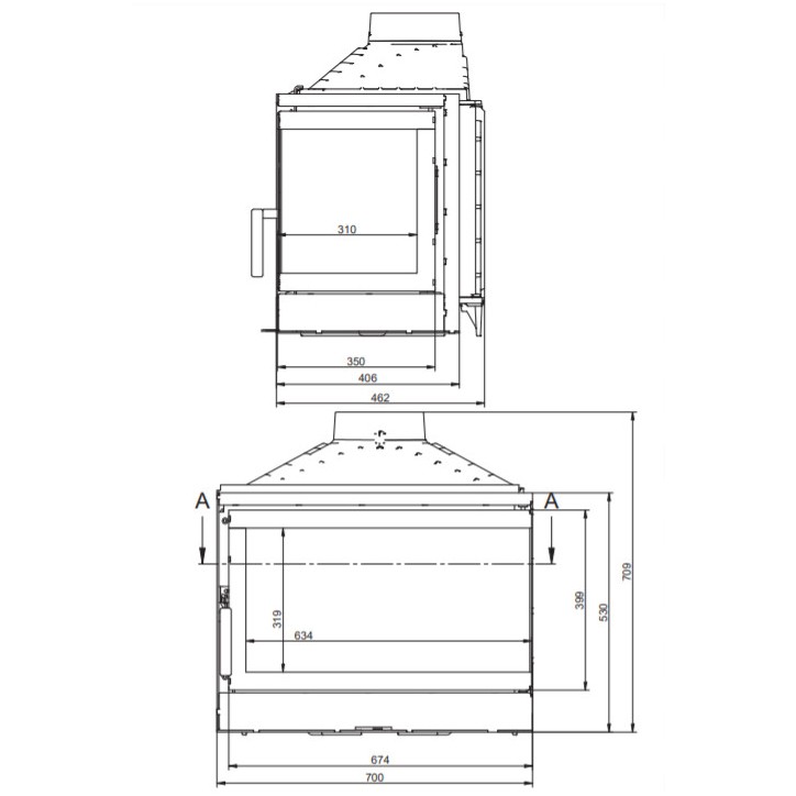 Insert cheminée d'angle  levio 17 kw