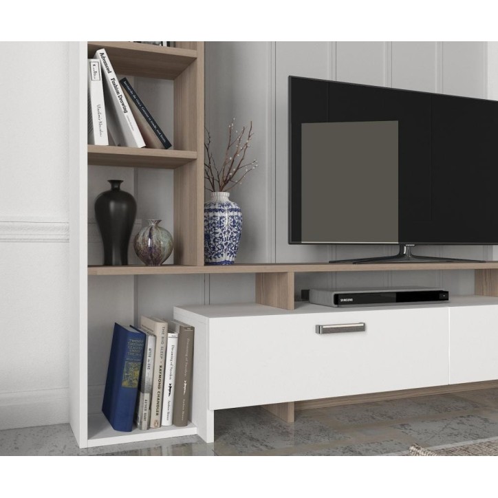 Ensemble meuble TV et bibliothèque SIMAL blanc cordoba 168 cm