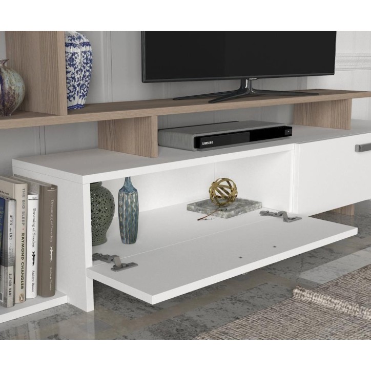 Ensemble meuble TV et bibliothèque SIMAL blanc cordoba 168 cm