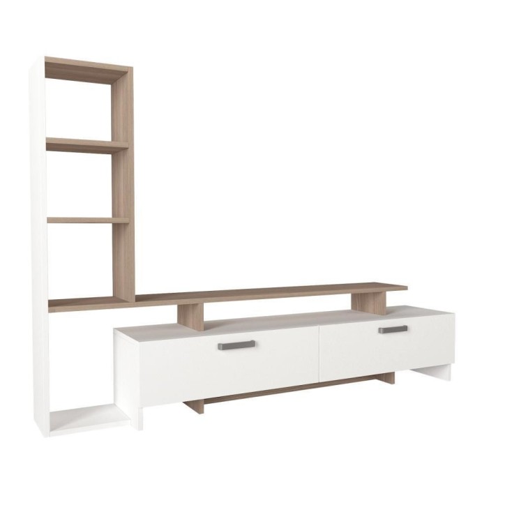 Ensemble meuble TV et bibliothèque SIMAL blanc cordoba 168 cm