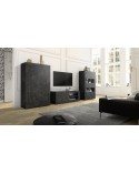 Ensemble meuble TV, vitrine et argentier BASIC marbre gris anthracite 140 cm