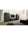 Ensemble meuble TV, vitrine et argentier BASIC marbre gris anthracite 140 cm