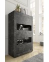 Ensemble meuble TV, vitrine et argentier BASIC marbre gris anthracite 140 cm