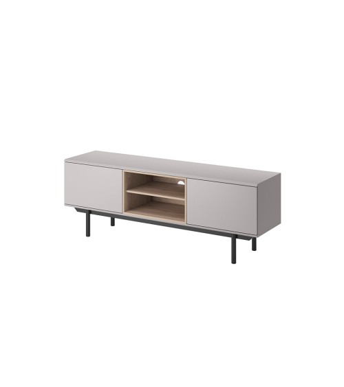 Ensemble meuble TV, buffet haut et étagère mural INOX gris 150 cm