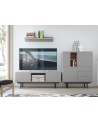 Ensemble meuble TV, buffet haut et étagère mural INOX gris 150 cm
