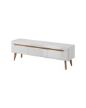 Ensemble meuble TV NORDI 160 cm blanc brillant-chêne