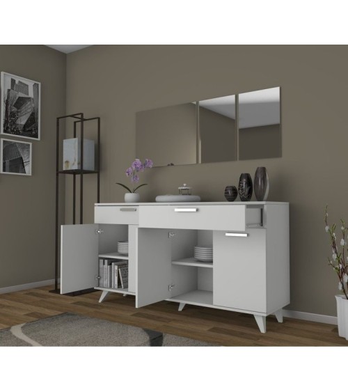 Buffet VIVEN 4portes et 2 tiroirs 180 cm blanc
