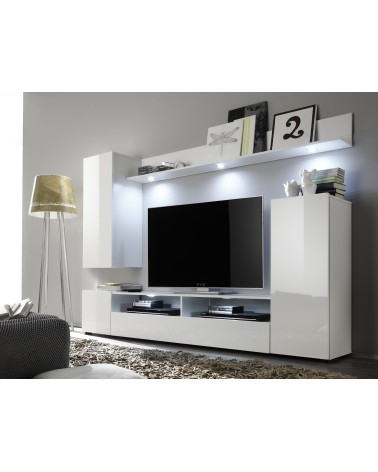 Ensemble meuble TV WHITE blanc brillant 208 cm