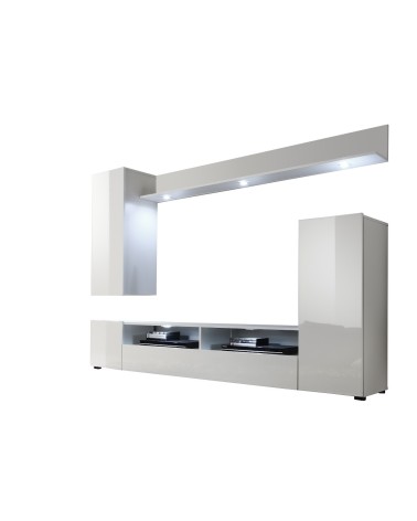 Ensemble meuble TV WHITE blanc brillant 208 cm