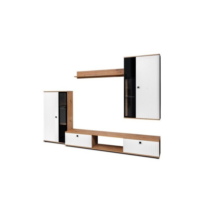 Ensemble meuble TV CALI 240 cm chêne et blanc