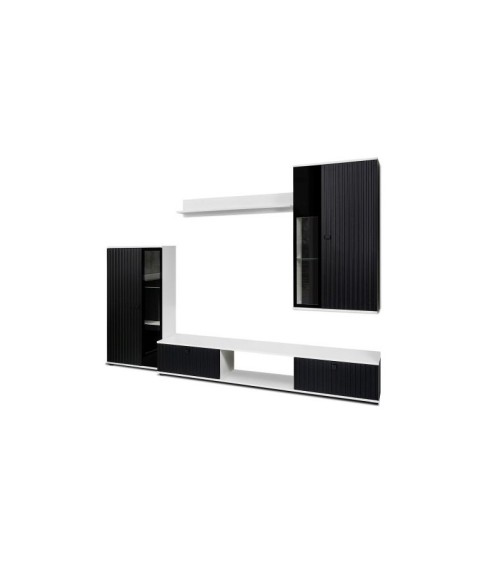 Ensemble meuble TV CALI 240 cm noir et blanc