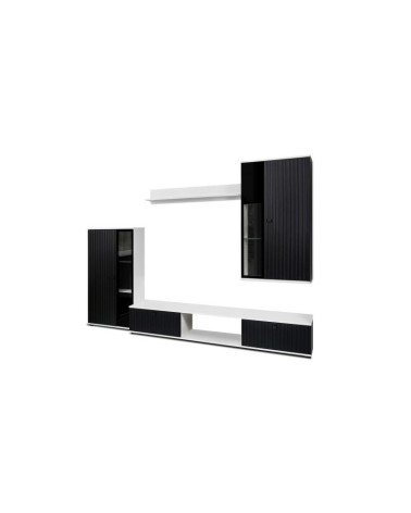 Ensemble meuble TV CALI 240 cm noir et blanc