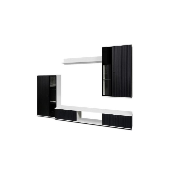 Ensemble meuble TV CALI 240 cm noir et blanc