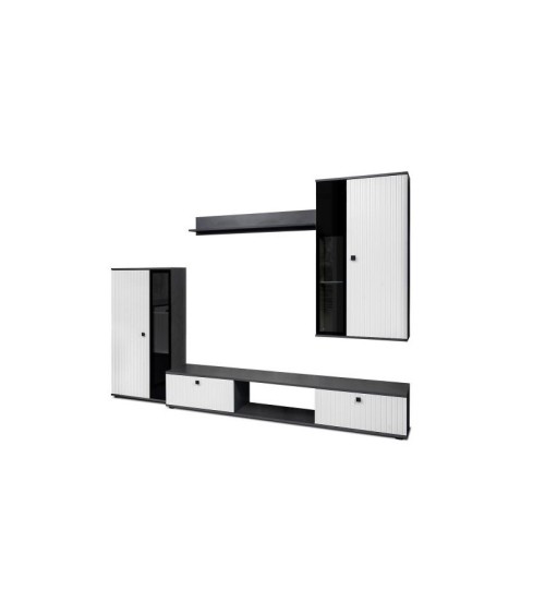 Ensemble meuble TV CALI 240 cm noir et blanc