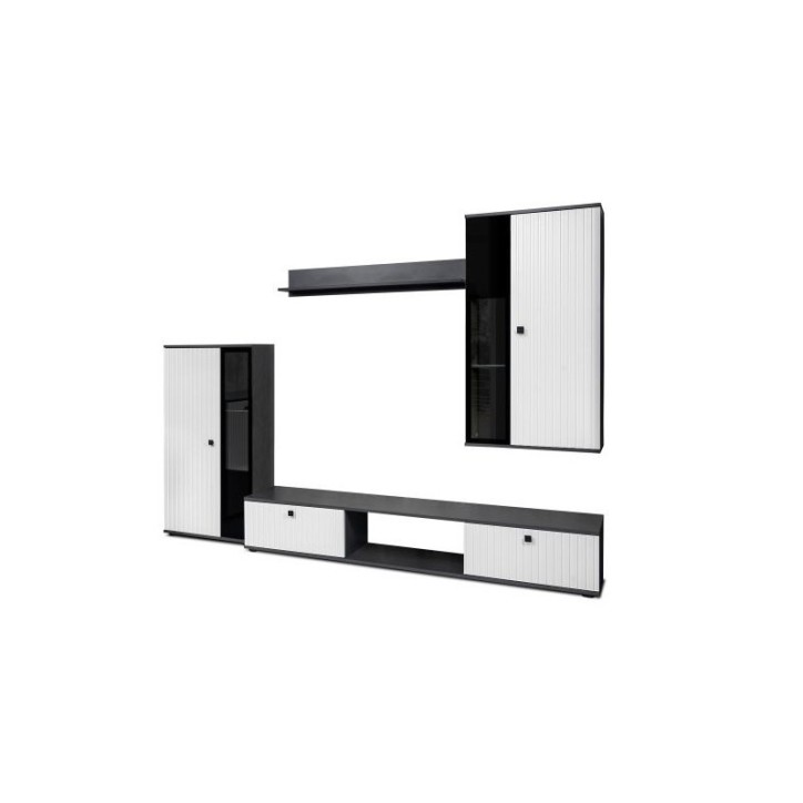 Ensemble meuble TV CALI 240 cm noir et blanc