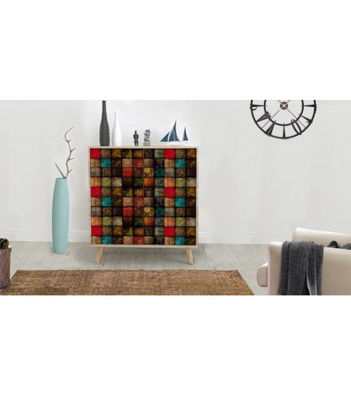 Buffet COLORA QUAD 4 portes 95 cm chêne et couleurs