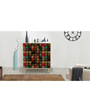 Buffet COLORA QUAD 4 portes 95 cm chêne et couleurs