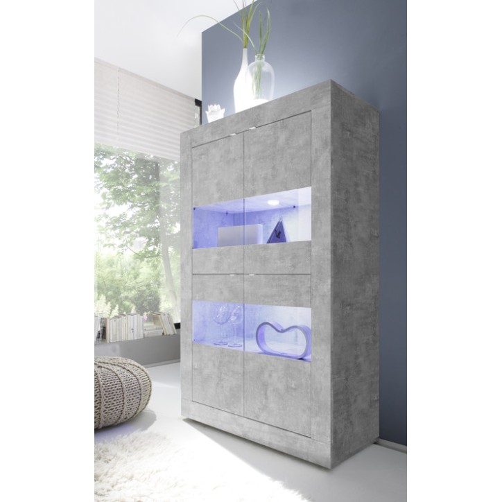 Vitrina 4 puertas BASIC cemento 102 / 162  x 43 cm