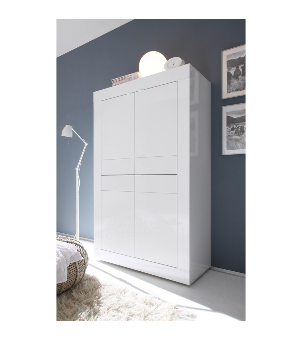 Argentier 4 portes BASIC finition Blanc laqué 102x163 cm