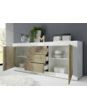 Buffet 2 portes 3 tiroirs BASIC finition blanc-chêne péro