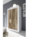 Argentier 4 portes BASIC finition blanc-chêne péro 102x163 cm