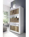Vitrina 4 puertas BASIC blanco y roble 102 / 162 x 43 cm
