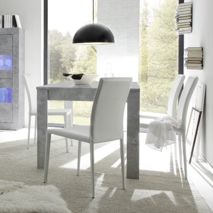 Acabado básico de hormigón de mesa de comedor extensible 137-185/79/90 cm