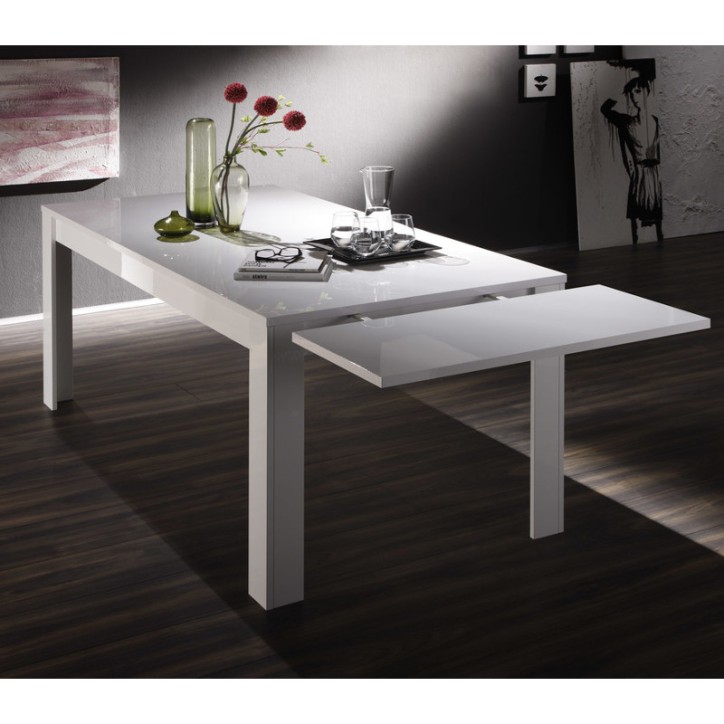BASIC uitschuifbare eettafel in wit laqué 137-185/79/90 cm BASIC uitschuifbare eettafel in wit laqué 137-185/79/90 cm