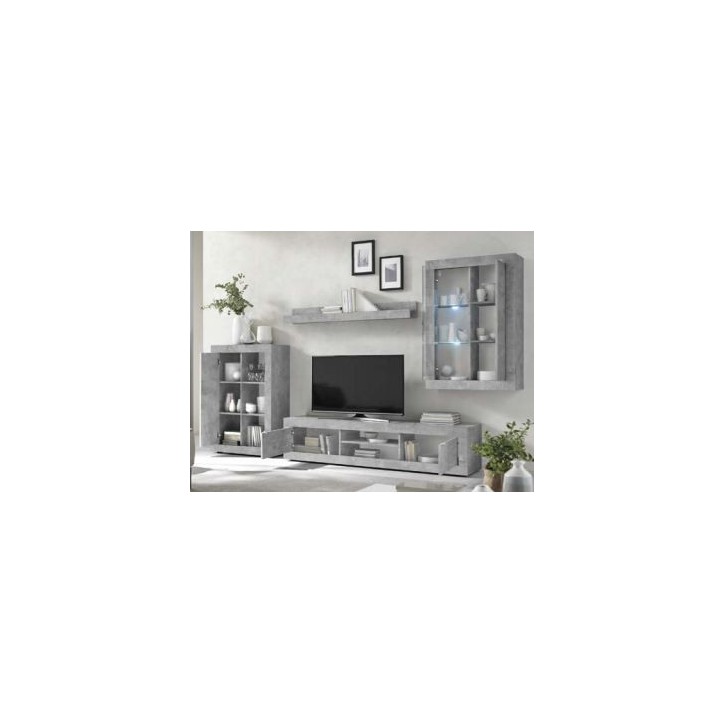 Conjunto mueble TV BASIC cemento 184 cm