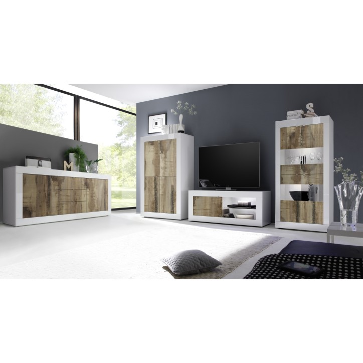 Soggiorno BASIC in rovere bianco pero