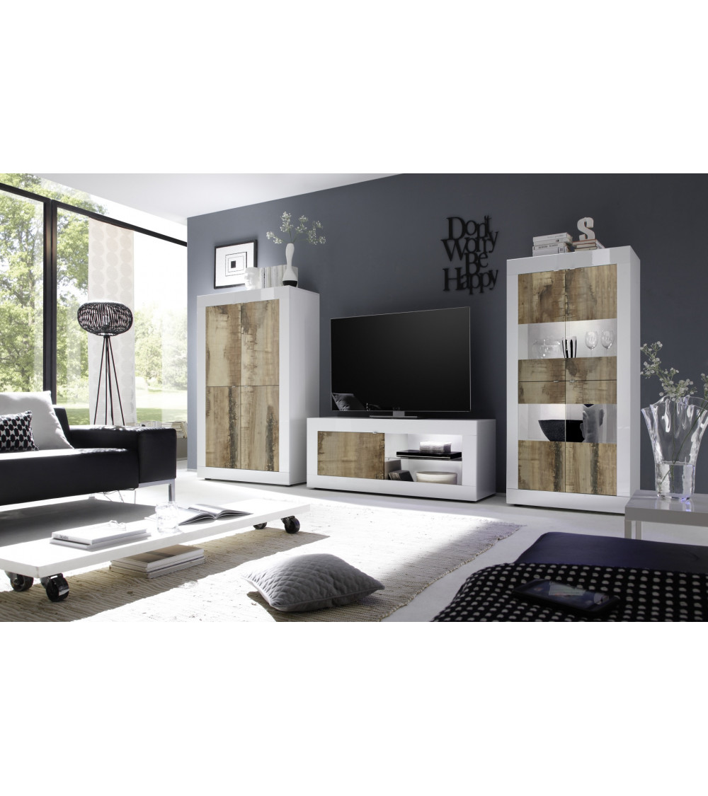 Salon complet BASIC blanc chêne péro Salon complet BASIC blanc chêne péro