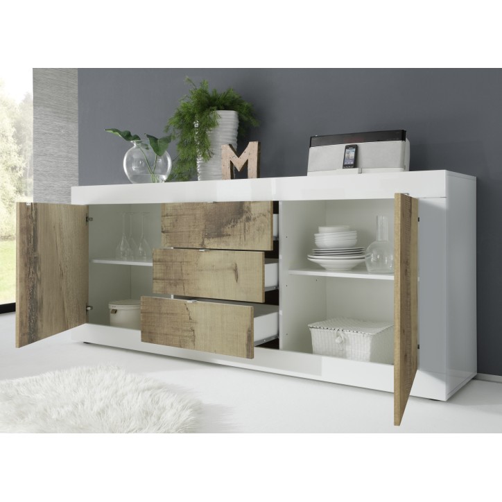 Soggiorno BASIC in rovere bianco pero