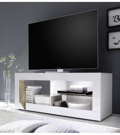 Basic TV-element in wit/betonafwerking 1 deur 140/56/43 cm