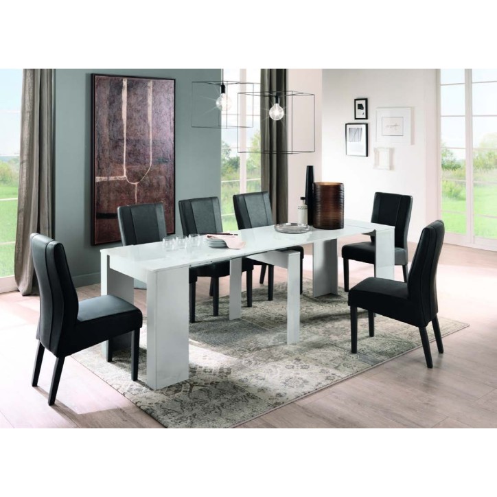 Mesa/consola extensible 54-252 cm lacada blanca