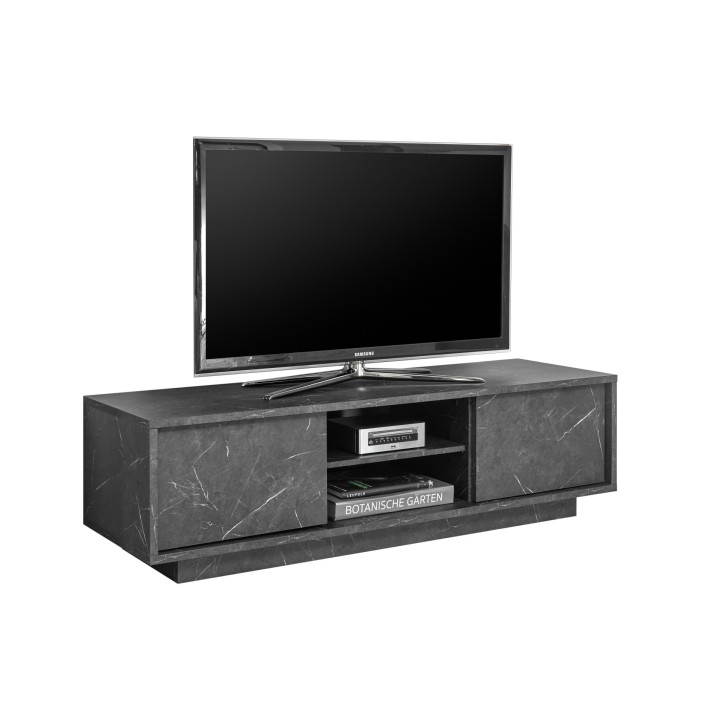 Meuble TV VISCONTI effet marbre noir 138cm