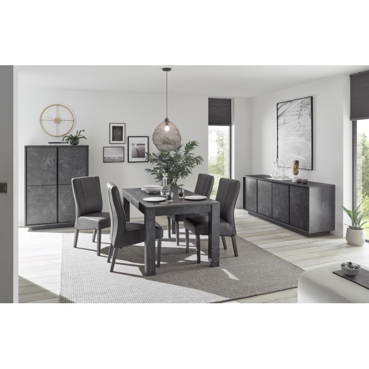 Sala da pranzo completa VISCONTE effetto marmo nero