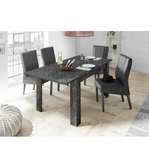 Complete eetkamer VISCONTE zwart marmereffect