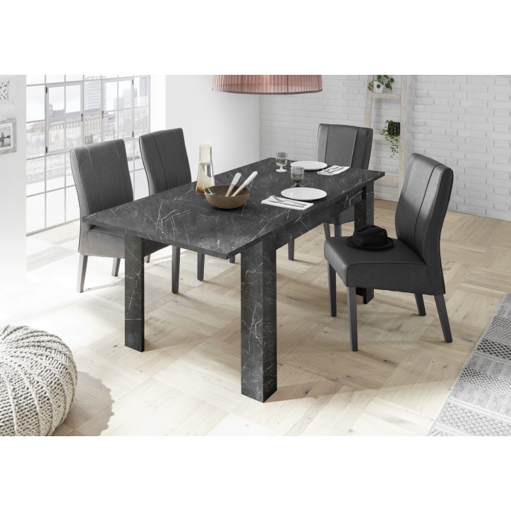 Sala de jantar completa VISCONTE efeito mármore preto