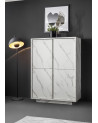 Argentier 4 portes VISCONTI finition Marbre blanc 92x145x43 cm