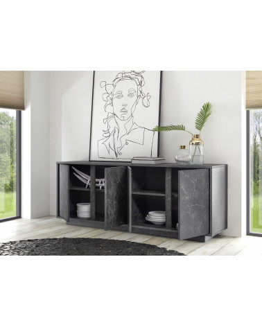 Credenza VISCONTI, finitura marmo nero, 180 cm