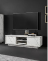 Meuble TV VISCONTI effet marbre blanc 138cm