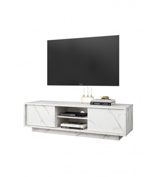 VISCONTI mobile TV effetto marmo bianco 138 cm