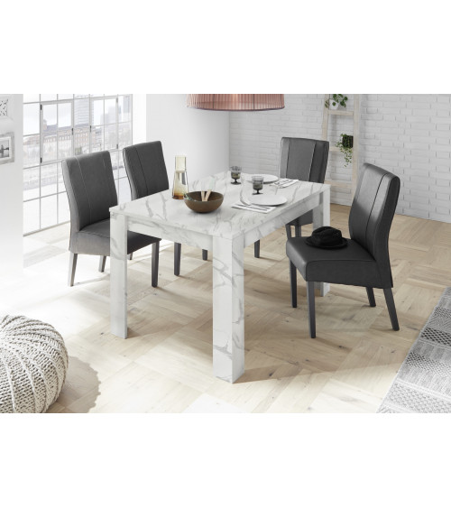 ViscoNTI mesa de comedor abierta de mármol blanco 137-185/79/90 cm