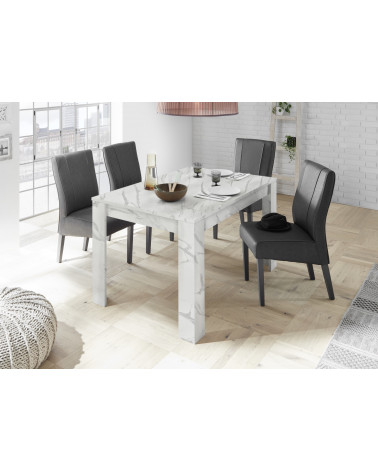 ViscoNTI mesa de comedor abierta de mármol blanco 137-185/79/90 cm