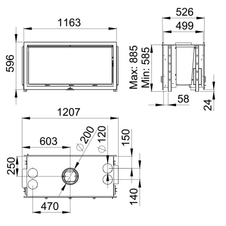 Insert cheminée à bois BOMA 16 KW TUNNEL avec turbines + 4 bouches recuperateur Insert cheminée à bois BOMA 16 KW TUNNEL avec turbines + 4 bouches recuperateur